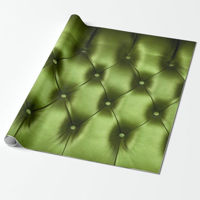 Background texture of dark green capitone genuine  wrapping paper (Unrolled)