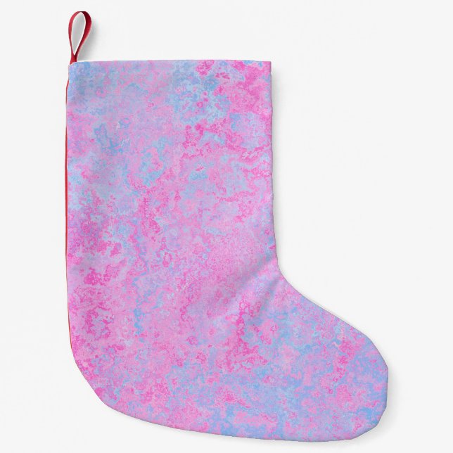 Background texture pink light blue small christmas stocking (Front)