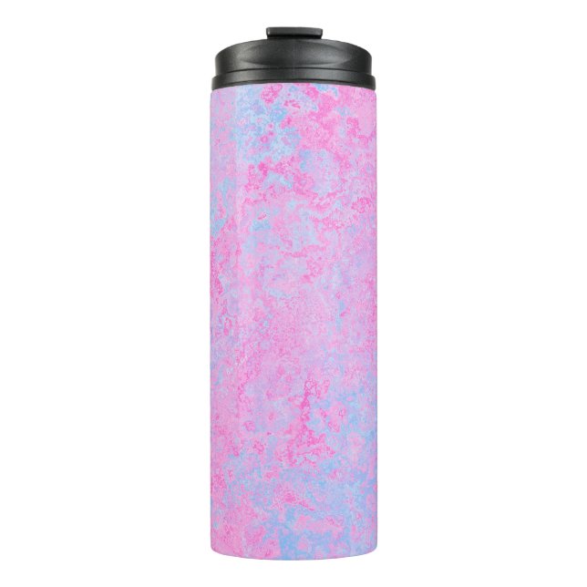Background texture pink light blue thermal tumbler (Front)
