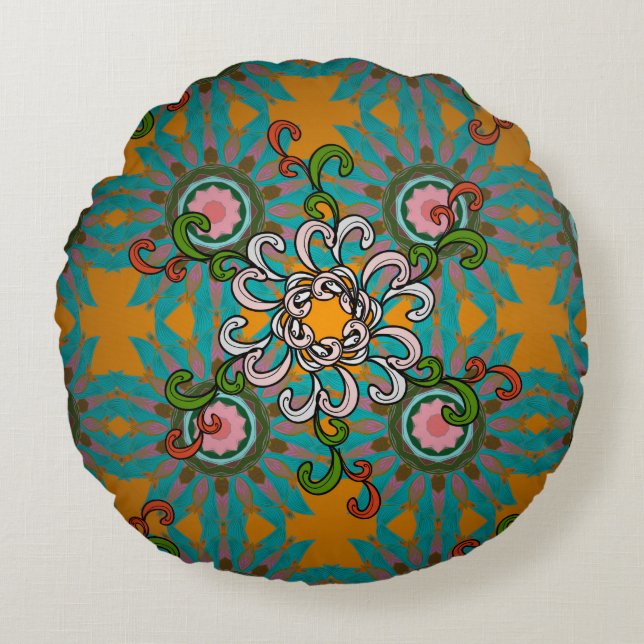 Background texture, wallpaper, floral theme in col round pillow (Front)