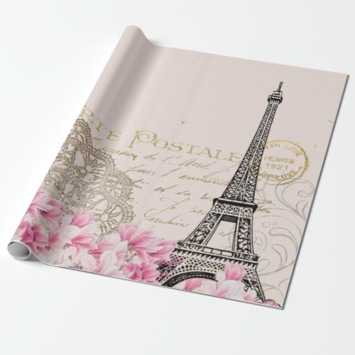 Background vintage eiffel flower wrapping paper