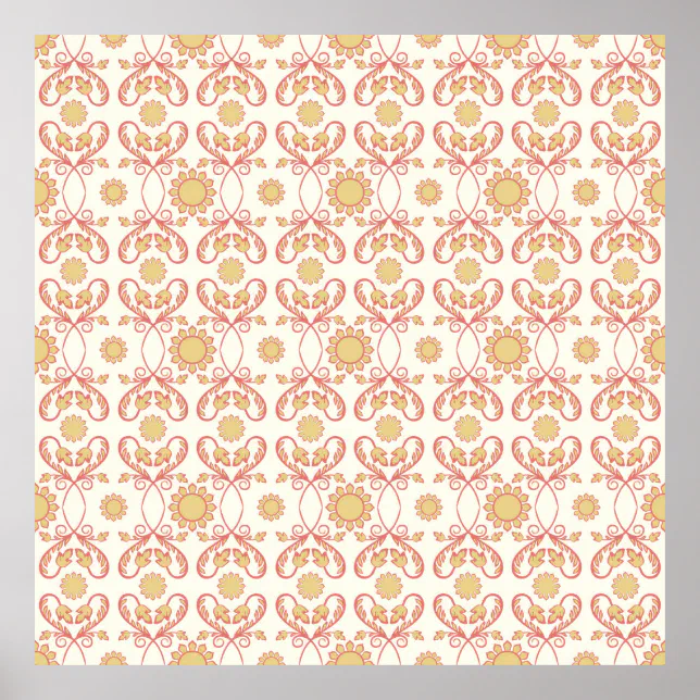 Background vintage flower. Seamless floral pattern Poster | Zazzle