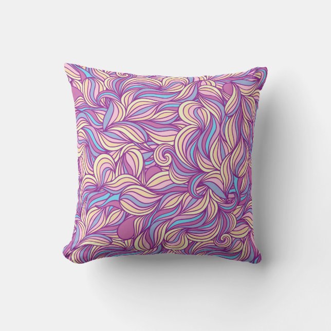 Background with abstract doodle waves  throw pillow (Front)