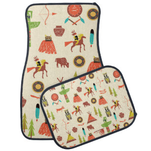 background with American Indians Car Floor Mat