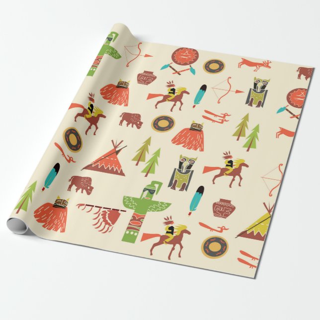 background with American Indians Wrapping Paper (Unrolled)