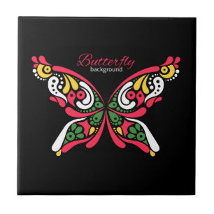 Background with beautiful butterfly. tattoo illust ceramic tile