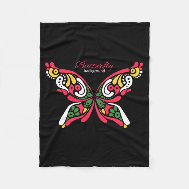 Background with beautiful butterfly. tattoo illust fleece blanket (Front)