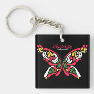 Background with beautiful butterfly. tattoo illust keychain