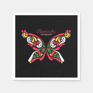 Background with beautiful butterfly. tattoo illust napkins