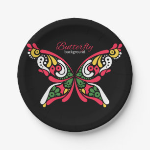 Background with beautiful butterfly. tattoo illust paper plates