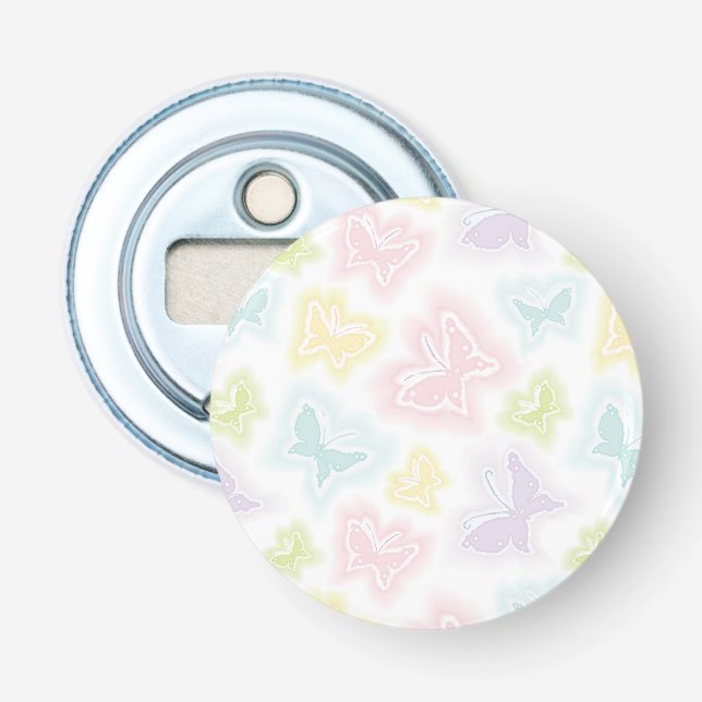 Background with butterflies in watercolor bottle opener (Front)