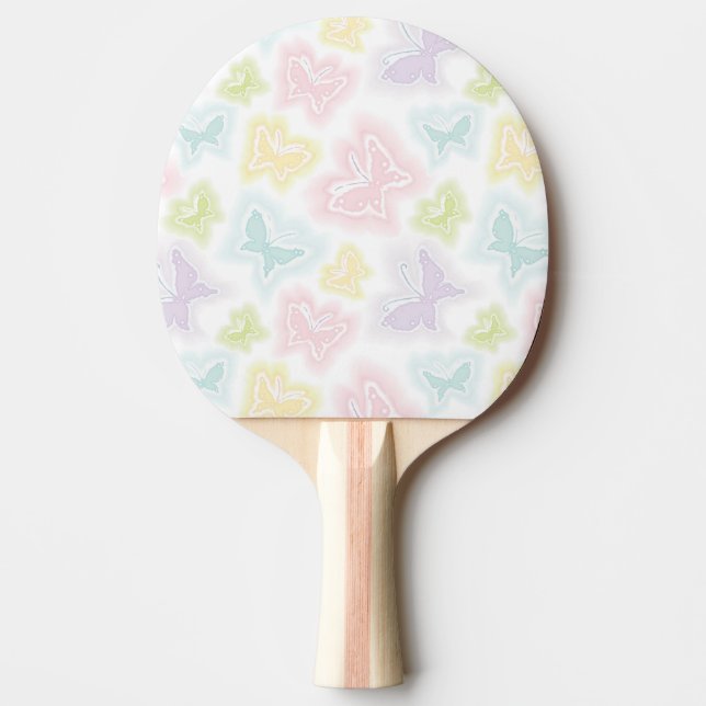Background with butterflies in watercolor Ping-Pong paddle (Front)