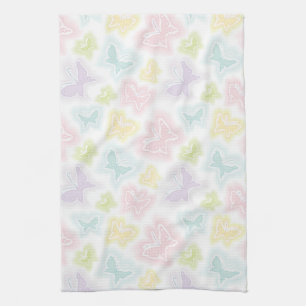 Background with butterflies in watercolor towel