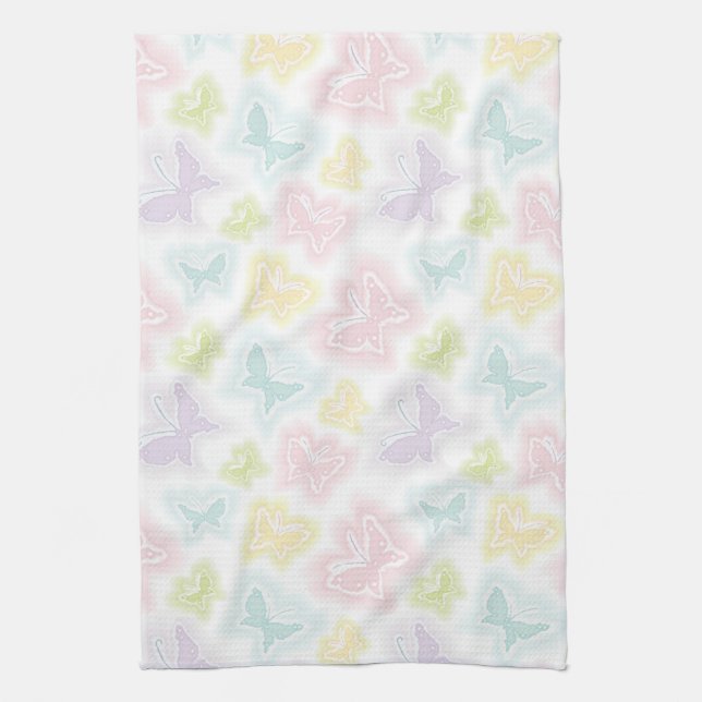 Background with butterflies in watercolor towel (Vertical)