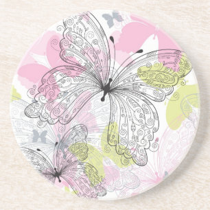 Background with butterfly drink coaster