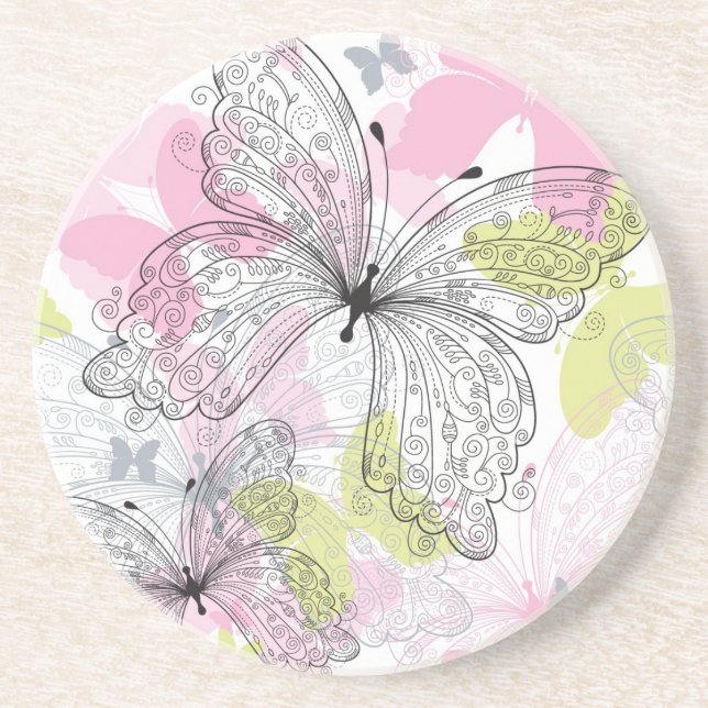 Background with butterfly drink coaster (Front)