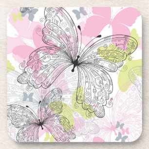 Background with butterfly drink coaster