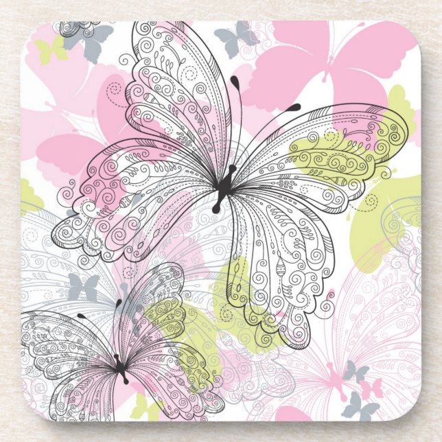 Background with butterfly drink coaster (Front)