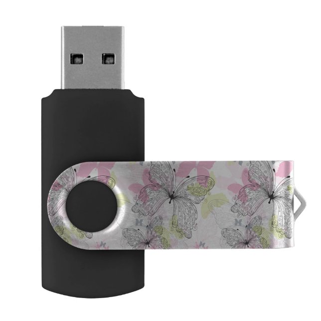 Background with butterfly flash drive (Opened)
