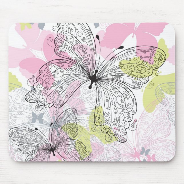 Background with butterfly mouse pad (Front)