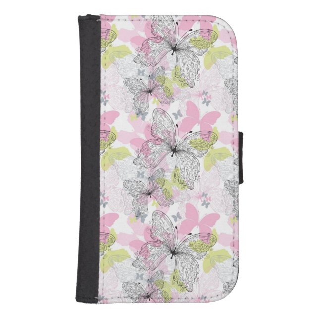 Background with butterfly samsung galaxy wallet case (Front)