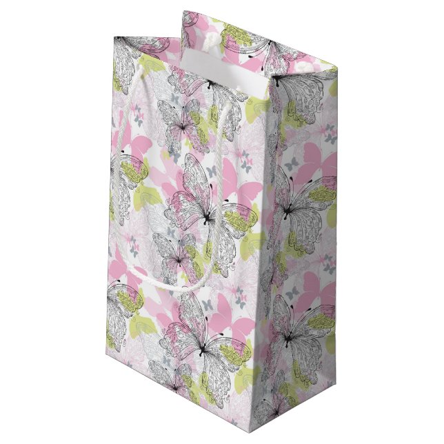 Background with butterfly small gift bag (Back Angled)