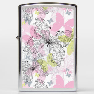 Background with butterfly zippo lighter