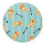 background with cats ceramic knob