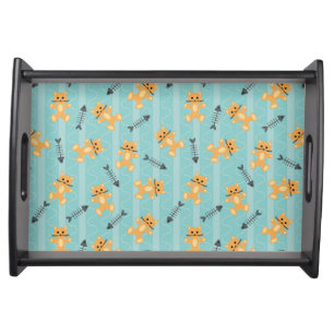 background with cats serving tray