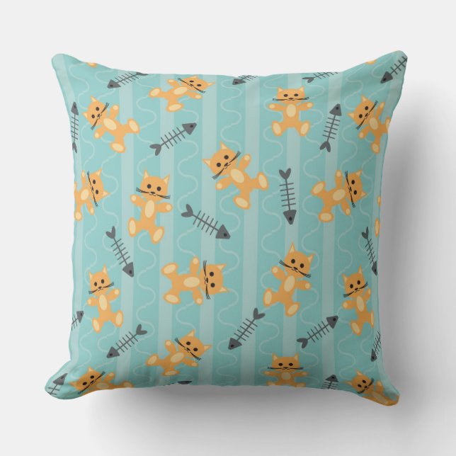 background with cats throw pillow (Front)