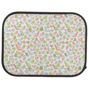 background with colorful birds ornament car mat