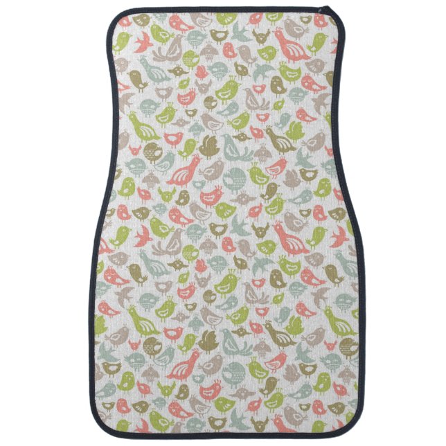 background with colorful birds ornament car mat (Front)