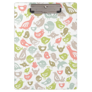 background with colorful birds ornament clipboard