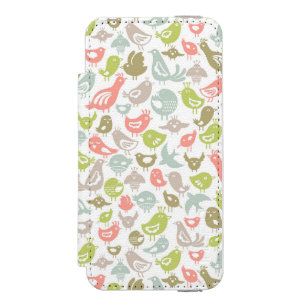 background with colorful birds ornament wallet case for iPhone SE/5/5s
