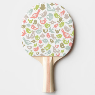 background with colorful birds ornament ping pong paddle