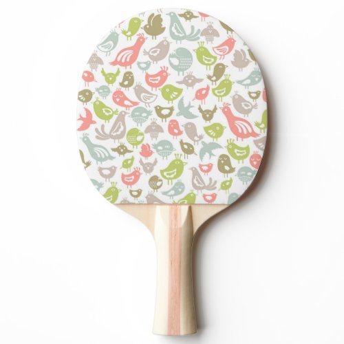 background with colorful birds ornament ping pong paddle