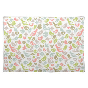 background with colorful birds ornament placemat