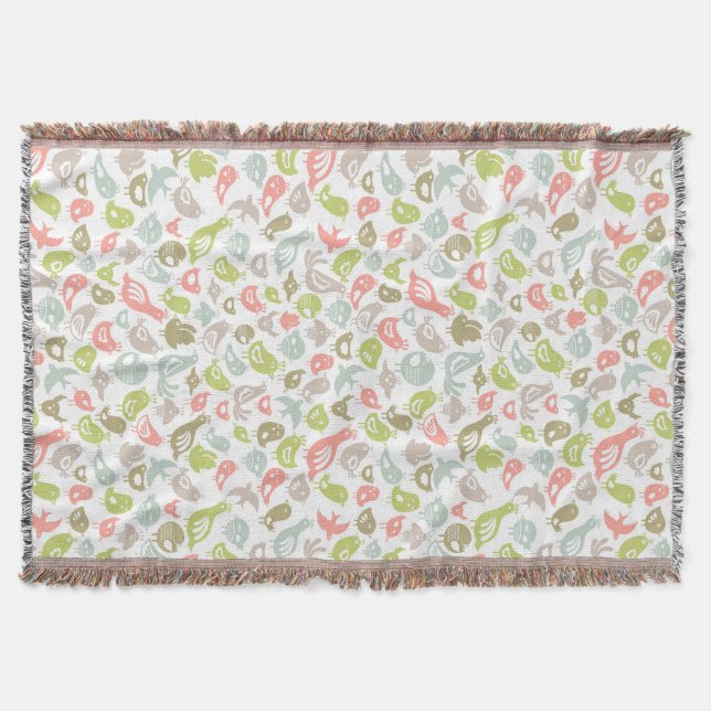 background with colorful birds ornament throw blanket (Front)