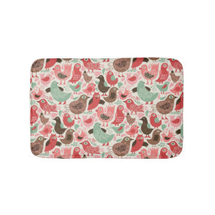 background with cute birds bath mat