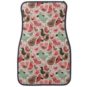 background with cute birds car mat