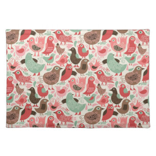 background with cute birds cloth placemat