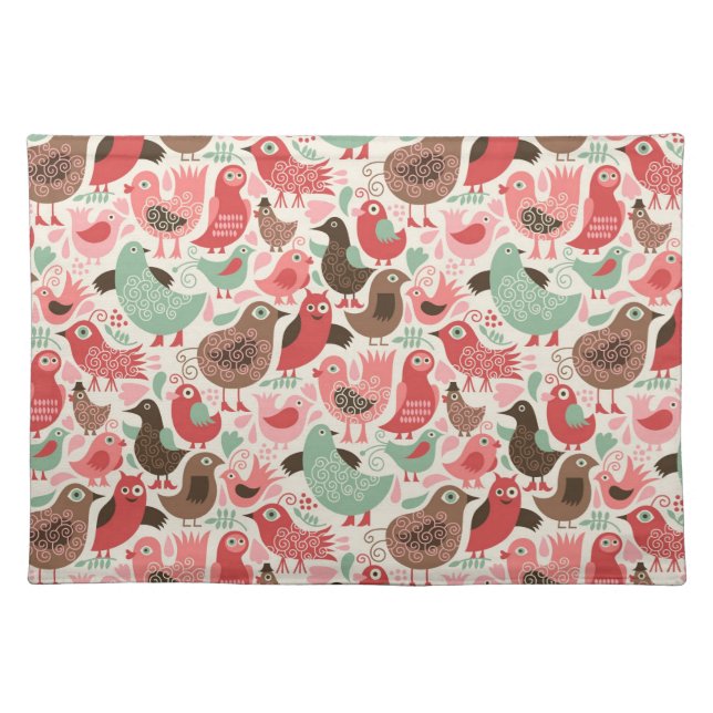 background with cute birds cloth placemat (Front)