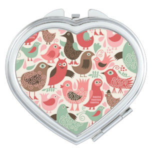 background with cute birds compact mirror