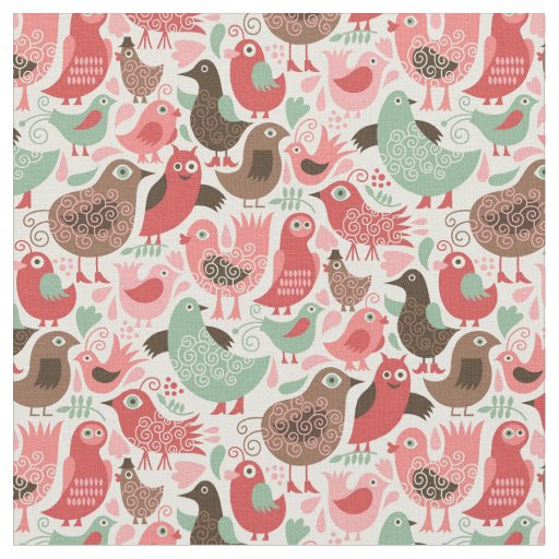 background with cute birds fabric
