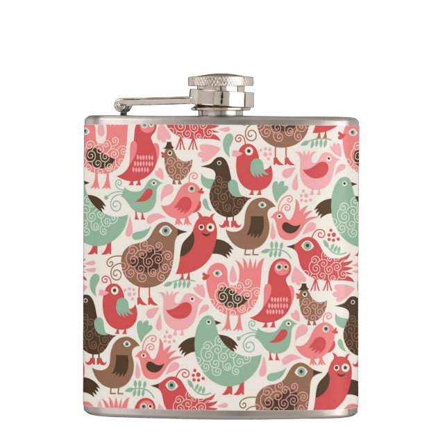 background with cute birds flask (Front)