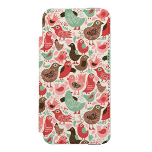 background with cute birds iPhone SE/5/5s wallet case