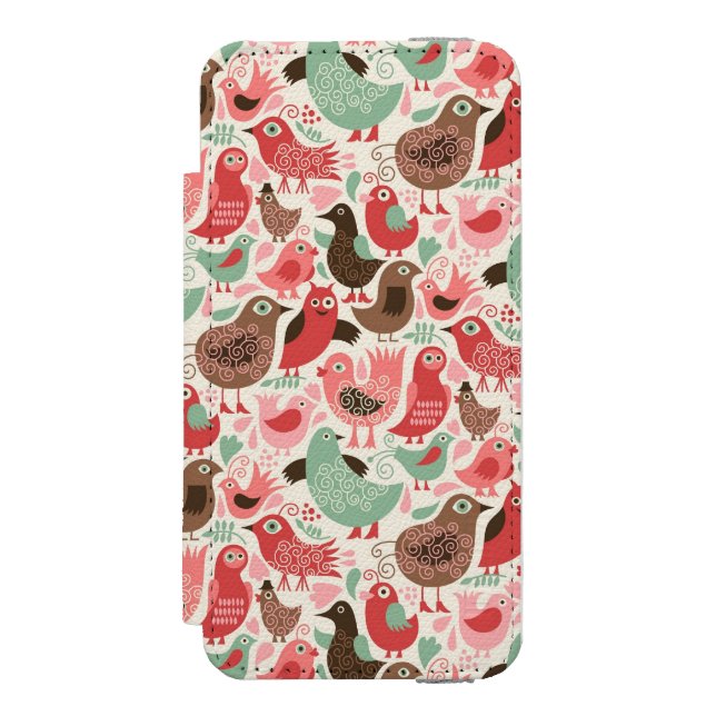 background with cute birds incipio iPhone wallet case (Folio Front)