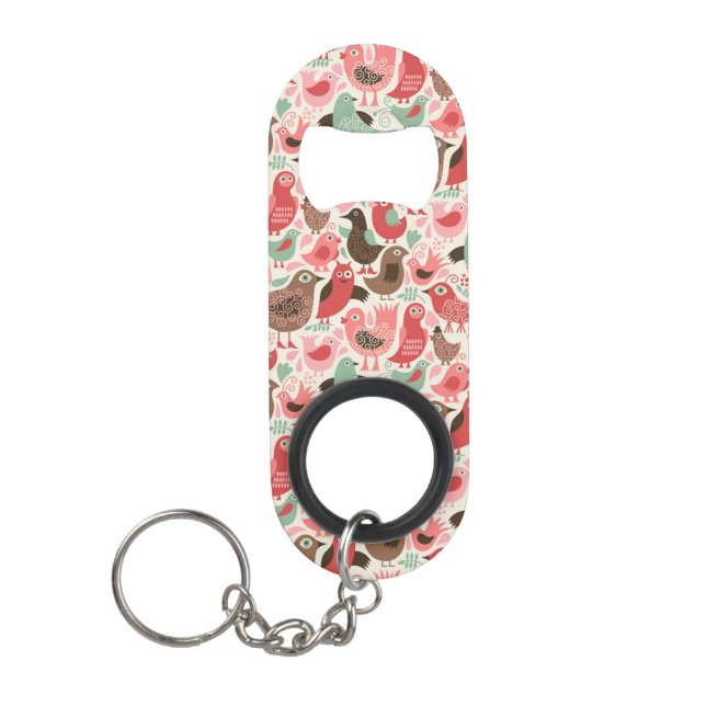 background with cute birds keychain bottle opener (Front)