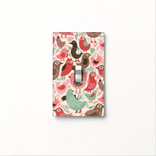 background with cute birds light switch cover