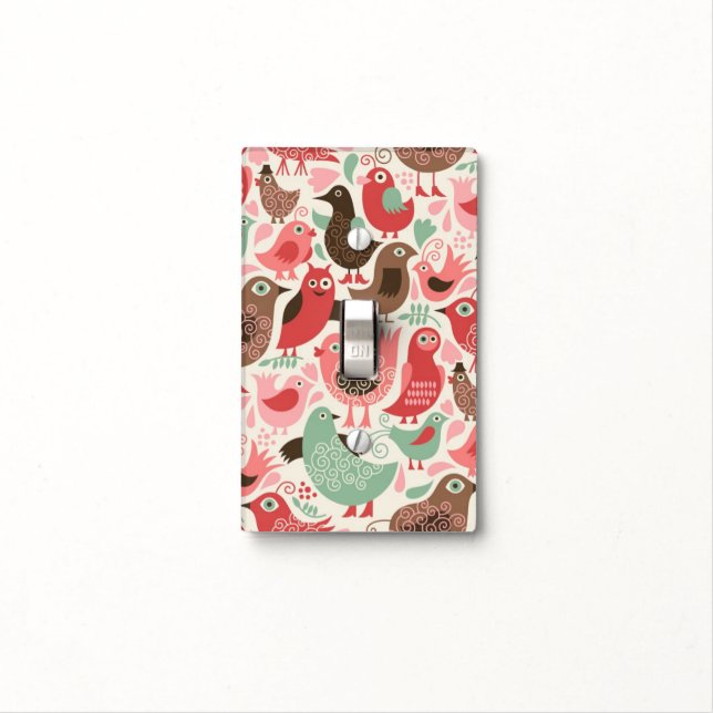 background with cute birds light switch cover (In Situ)